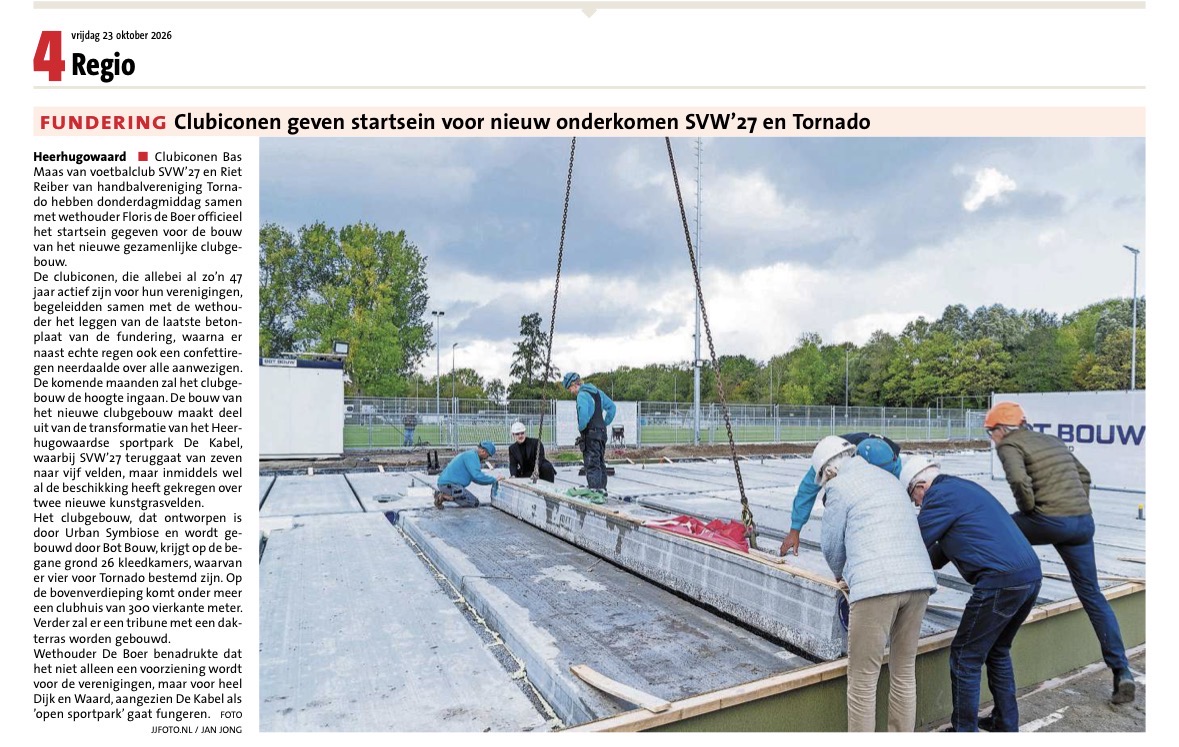 Clubiconen geven startsein voor nieuw onderkomen Tornado en SVW '27