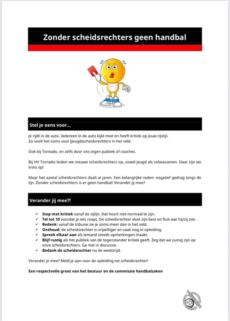 Zonder scheidsrechter geen handbal!